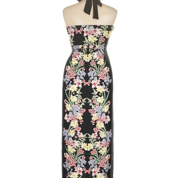 SOMA Floral Halter Maxi Dress - Black - Picture 2 of 4